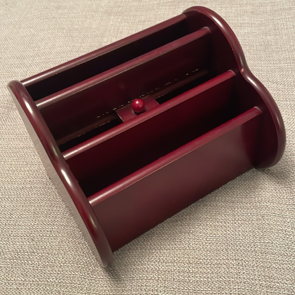 Tv Remote Control Caddy Holder or Desktop Organizer Cherry Wood Color - Picture 10 of 10